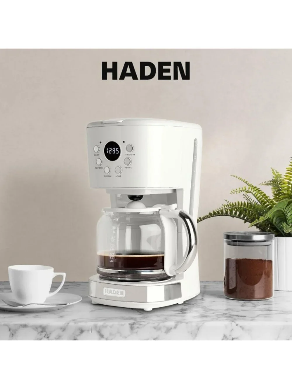 12-Cup Drip Coffee Maker & 1.7L Stainless Steel Electric Kettle Bundle - Ivory